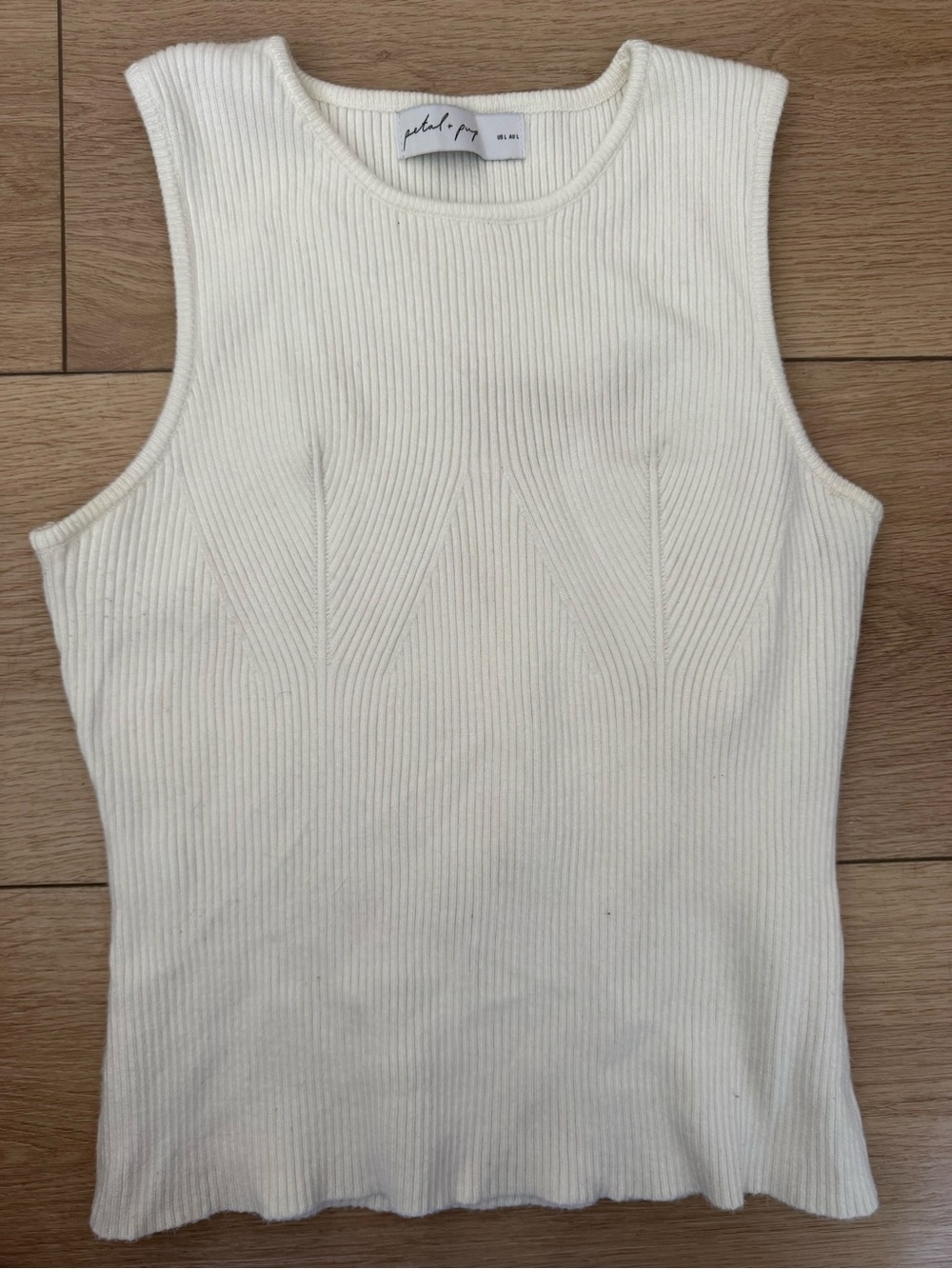 Petal & Pup White/ Cream Ribbed Sleeveless Knit Top